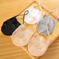  Boat socks female summer style 5 double ultra-thin harness super shallow mouth lace fine mesh with socks hollowed-out without foot half sole cushion