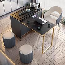 Removable tea table Small home modern minimalist multifunction Balcony Tea Car Integrated Folding Light Lavish Rockboard Tea Table