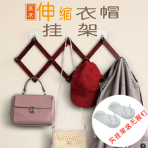 Solid wood coat adhesive hook scalable Wall hanger wall-mounted indoor xuan guan men after Hook pai gou hanging clothes