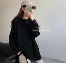 Autumn 2020 new Korean version of loose Joker hole outside wear bottoming coat solid color Japanese antique women