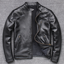The first layer of cowhide leather mens leather leather RL Venom with heavy weight stand-up collar slim leather jacket Motorcycle leather jacket