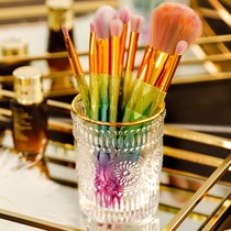ins makeup brush storage tube non-acrylic glass beauty brush bucket transparent cosmetic box Nordic relief