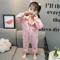 Childrens pajamas spring and autumn cotton jumpsuit autumn long sleeve baby girl baby girl thin cute super cute