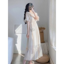 2021 summer new womens skirt waist thin temperament Platycodon grandiflorum skirt high sense French care machine dress