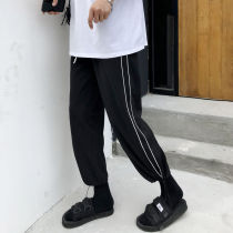 Pants men Korean version of the trend Joker loose straight tube drop sense new draw rope toe tooling nine casual sports pants