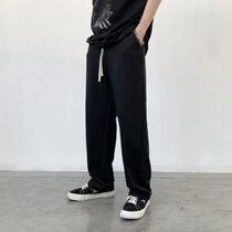 Pendant drawstring pants mens autumn solid color drape casual pants loose straight Joker high street black sweatpants men