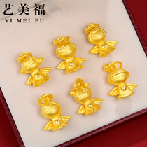 999 Foot Gold Angel Fuxing Baby Gold Necklace Pendant 3D Hard Gold Home and Happy Peace Wisdom Pendant Girl