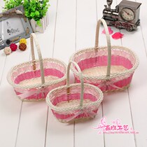Handmade rattan weave wedding supplies wedding petal basket dance packaging portable high-grade flower basket