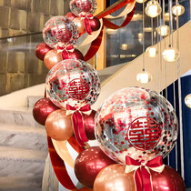 Wedding stair handrail wedding decoration mens wedding room layout package womens net red wedding new House balloon flower Flower