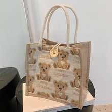 Оригинальная простая сумка из холста Японская и корейская женская сумочка Чао Мультик Художественная рука с закусками Экологическая коробка для завтрака