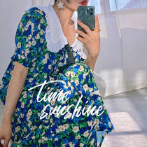 Plus size 2021 summer new lapel loose floral skirt dress waist thin gentle style dating skirt