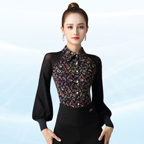 Dan Bo Luo modern dance practice uniform female Waltz shirt one-piece color Dance Top lantern sleeve Latin dance suit
