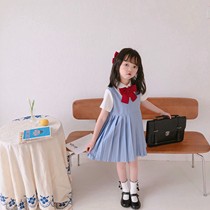 Girls summer new 2021 girls pleated dress Female baby princess dress Children jk uniform primary school students