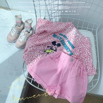 GIRLS SUMMER suit 2021 new CHILDRENs Korean version BAO went shirt FEMALE BABY FOREIGN style short-sleeved shorts two-piece set