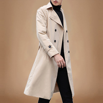 Long mens windbreaker over the knee Spring and autumn Korean version 2021 new long mens coat thin casual coat tide