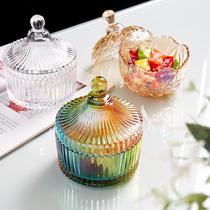 European style ins Wind with lid stained glass Christmas candy jar living room coffee table snack girl heart storage box