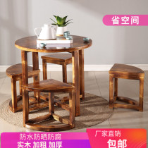 Solid wood balcony table and chair small apartment leisure mini home small round table small table small tea table outdoor simple modern