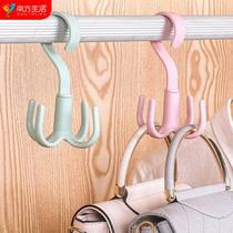  Rotating four-claw hook Household multi-function coat hook hanging bag tie rack wardrobe punch-free scarf storage shelf
