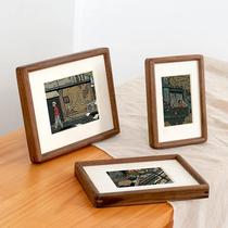 Solid wood mortise and tenon-frame swing table advanced sensation 6 inch 7 inch 8 inch black walnuts washed photo made into picture frame picture frame hanging wall