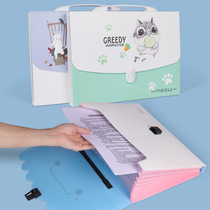 Cartoon pattern organ bag student portable folder school season test paper information multi-layer organ folder