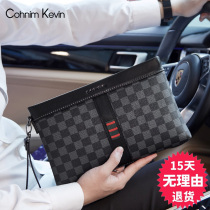 Men Hands With Bag Luxury Brands Wallet Men Genuine Leather Business Envelope Bag Hand Grip Bag Large Capacity Handbag Wallet