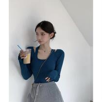 Fake two pieces strapless black T-shirt women autumn tight slim slim long sleeve base shirt 2021 new top