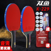 Red Double Happiness Pisces table tennis racket double beat 2 sets of horizontal pats straight-up amateur training ping-pong racket