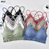 New seamless beauty back wrap chest tube top sexy lace V-neck cross beauty back sling anti-glare underwear womens custom