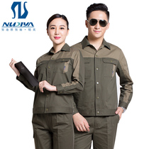 Spring and summer cotton work clothes suit mens long-sleeved auto repair labor insurance clothes Grid power cotton tooling customization