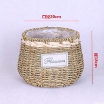 Straw woven rattan flower pot Wicker flower arrangement basket handmade large woven portable green plant creative pastoral bamboo weaving