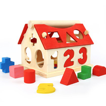 New Years hot scenic spot temple sources wooden puzzle block toys smart house digital baby puzzle toys