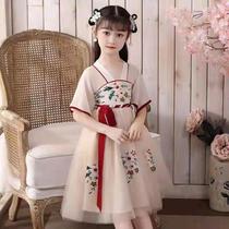 Girls Hanfu Summer Clothing 2021 New Children Hanfu Female Fairy Ancient Style Dress Little Girl Dress Chiffon Dress