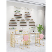  High-end Nordic ins style simple double-layer Marble nail art table and chair set Nail shop net red table single double beauty