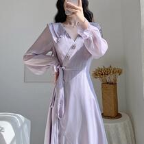 2021 spring new dress French retro design sense thin temperament light mature gentle wind fairy skirt