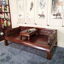 New Chinese Luohan bed small apartment full solid wood sofa combination simple modern Old Elm Luohan bed Zen bed bed