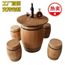 Creative Oak Barrel Coffee Table Table Table Table table chair round winery custom bucket table modification