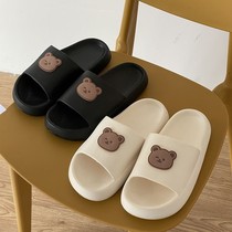 (Cute bear slippers) new bathroom bath non-slip thick soft bottom home sandals wear super comfortable women