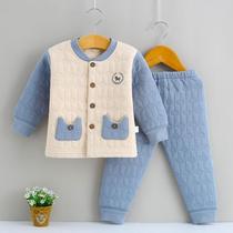 Baby warm clothes set thickened cotton autumn and winter outside newborn baby cotton cotton inner clothes children autumn clothes