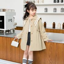 Korean cotton clothes 2021 spring JK new product college style girl windbreaker coat Hong Kong long fashion waist