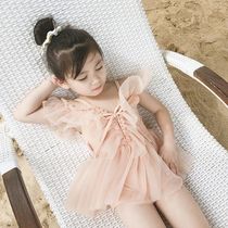 2021 Korean childrens swimsuit female girl cute yarn skirt style ins one-piece swimming swimsuit resort spa swimsuit