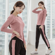 Gym sports suit womens long sleeve loose professional yoga clothes running morning running large size Net Red quick drying clothes autumn and winter