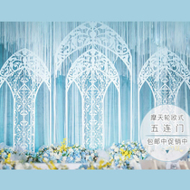 New wedding props Gothic door Ferris wheel five-door wedding scene wrought iron screen Wedding decoration wrought iron