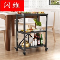 Foldable mobile trolley rack 304 stainless steel floor shelf Oven storage microwave oven multi-layer kitchen rack