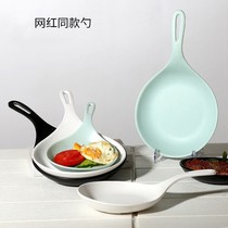 Large Spoon Extra-large Eat Sow rice with special spoon net red hand holding dish with handle plate hot pot restaurant to pick up the dish dishes