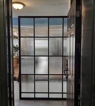 Light luxury small household toilet frosted transparent glass Changhong partition tempered striped screen net red partition wall occlusion