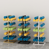 Yoga mat storage rack foam roller arrangement storage shelf hanging on the living room wall