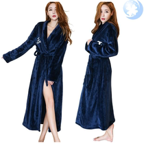 Nightgown female winter velvet thickened extended sexy flannel bathrobe long to ankle student warm bath