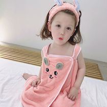 Bath towel female cute soft girl Japanese Korean version can wear absorbent bathrobe Child girl student princess girl cartoon
