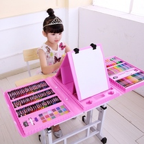 Childrens double drawing board easel gift watercolor pen painting set crayon kindergarten gift Primary School students art supplies