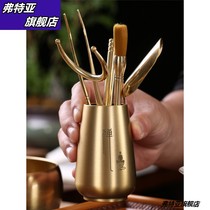 Pure copper tea clip wash cup clip kung fu tea tweezers tea cup clip tea ceremony six gentlemen set tea set tea set accessories